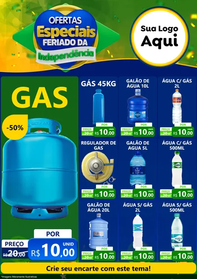 Modelo de Encarte para Encarte A4 Vertical com o tema Ofertas Especiais Feriado da Independência para Água e gás