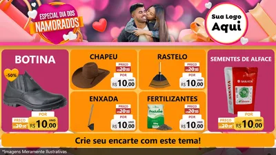 Modelo de TV para TV Horizontal com o tema Especial Dia dos Namorados para Agropecuária