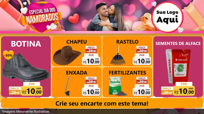 Modelo de TV para TV Horizontal com o tema Especial Dia dos Namorados para Agropecuária