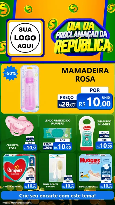 Modelo de Rede Social para Stories com o tema Dia Da Proclamação da República para Bebês