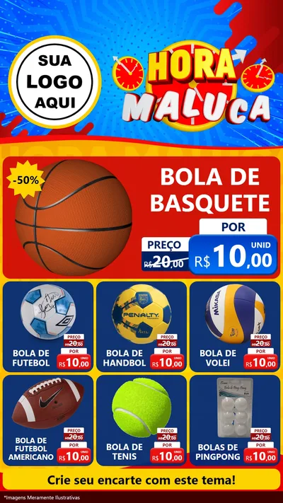 Modelo de Rede Social para Stories com o tema Hora Maluca para Artigos Esportivos