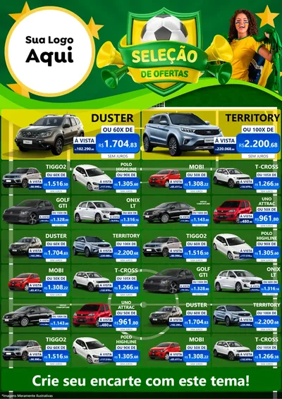 Modelo de Encarte para Encarte A4 Vertical com o tema Seleção de Ofertas - Copa para Concessionaria de Carros