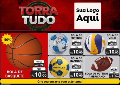 Modelo de Encarte para Encarte A4 Horizontal com o tema Torra Tudo para Artigos Esportivos