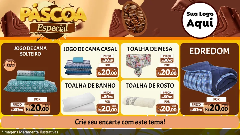 Modelo de TV para TV Horizontal com o tema Páscoa Especial para Cama, Mesa e Banho