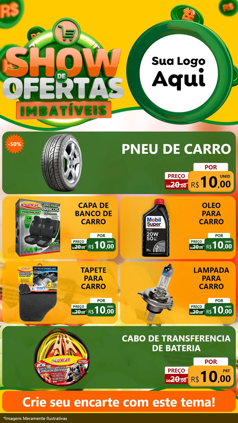 Modelo de TV para TV Vertical com o tema Show de Ofertas Imbatíveis para Auto peças