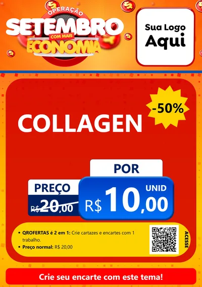 Modelo de Cartaz para Cartaz A4 Vertical com o tema Operação Setembro Com Muita Economia para Suplementos alimentares