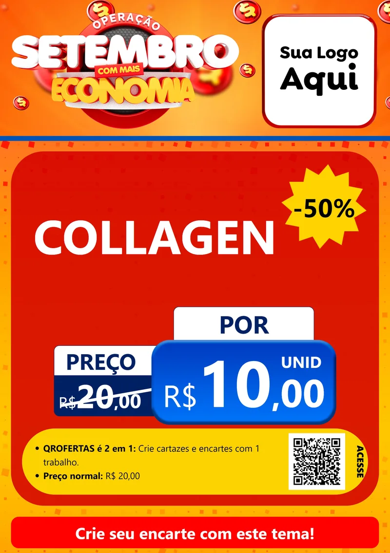 Modelo de Cartaz para Cartaz A4 Vertical com o tema Operação Setembro Com Muita Economia para Suplementos alimentares