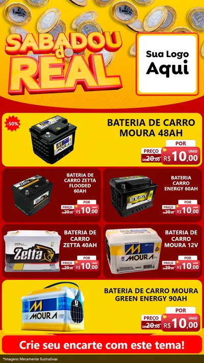Modelo de TV para TV Vertical com o tema Sabadou do Real para Baterias Elétricas