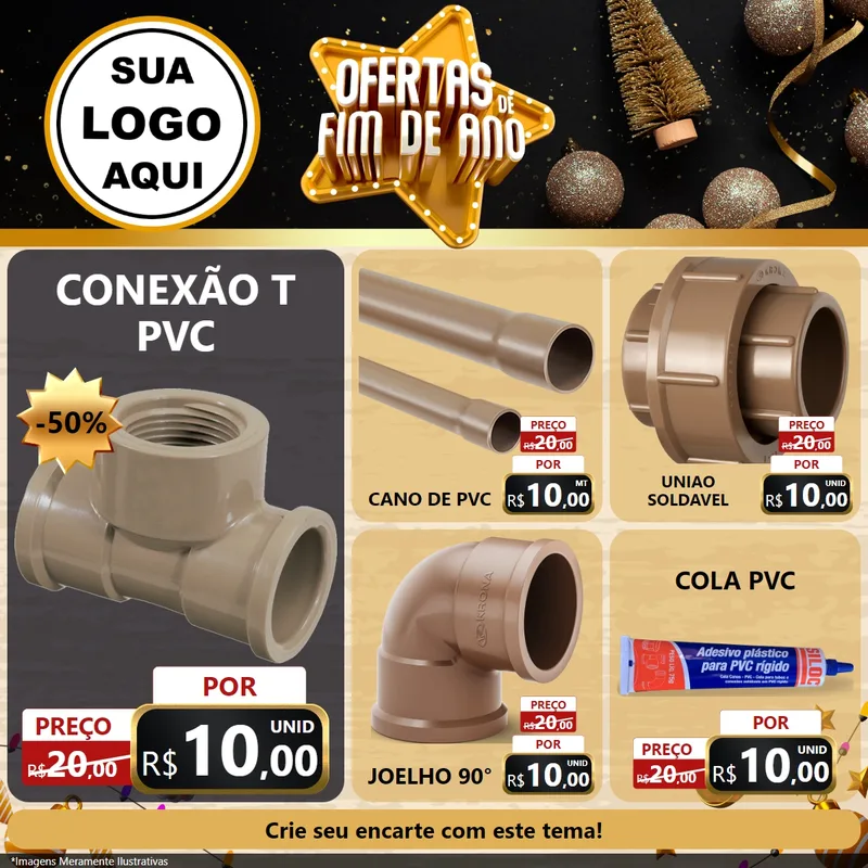 Modelo de Rede Social para Feed Facebook com o tema Ofertas de Fim de Ano para Tubos e conexões