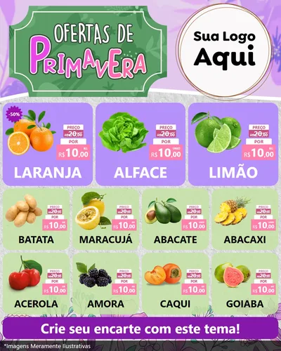 Modelo de Rede Social para Feed Instagram com o tema Ofertas de Primavera para Hortifrúti