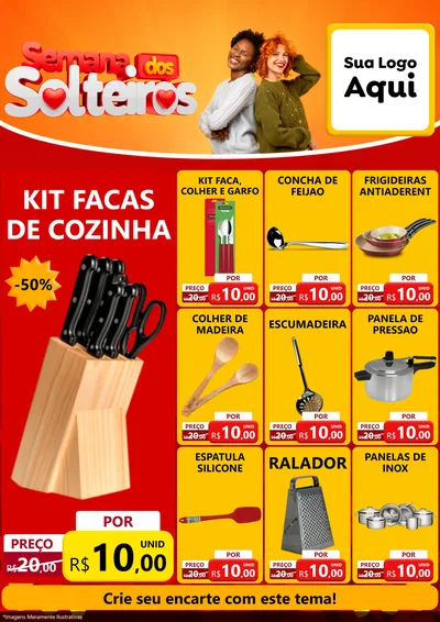 Modelo de Encarte para Encarte A4 Vertical com o tema Semana dos Solteiros para Utilidades Domésticas