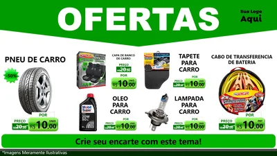 Modelo de TV para TV Horizontal com o tema Ofertas Verde Cartaz para Auto peças