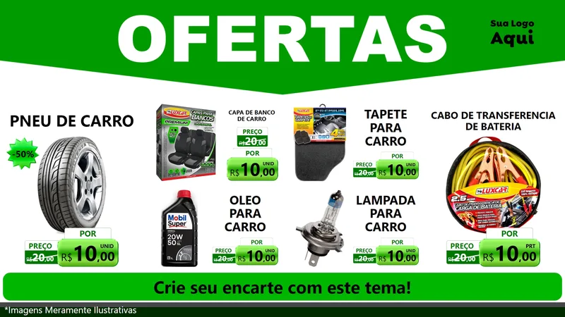 Modelo de TV para TV Horizontal com o tema Ofertas Verde Cartaz para Auto peças
