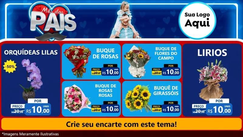 Modelo de TV para TV Horizontal com o tema Mês Dos Pais para Floricultura e jardim