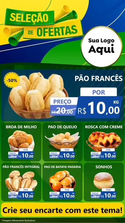 Modelo de Rede Social para Stories com o tema Seleção de Ofertas - Copa para Padaria