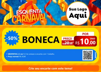 Modelo de Cartaz para Cartaz A4 Horizontal com o tema Esquenta de Carnaval para Brinquedos