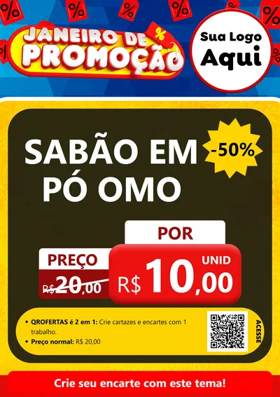 Modelo de Cartaz para Cartaz A4 Vertical com o tema Janeiro de Promoção para Produtos de Limpeza