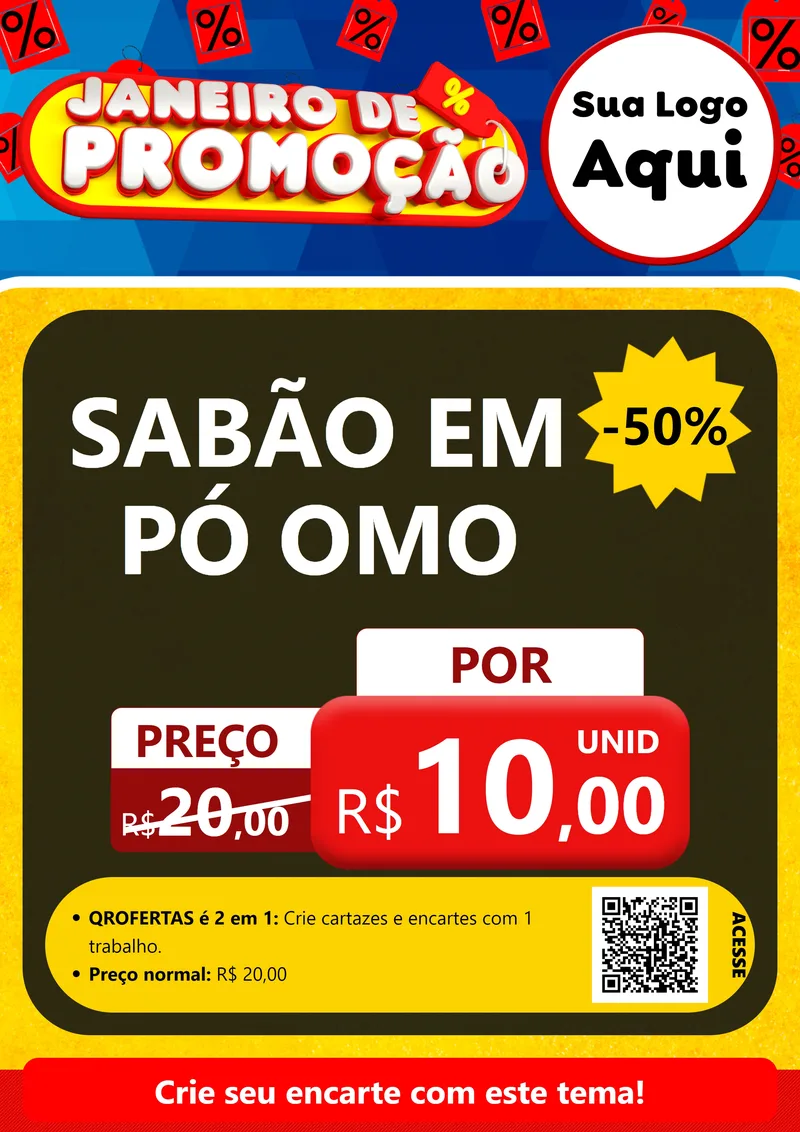 Modelo de Cartaz para Cartaz A4 Vertical com o tema Janeiro de Promoção para Produtos de Limpeza