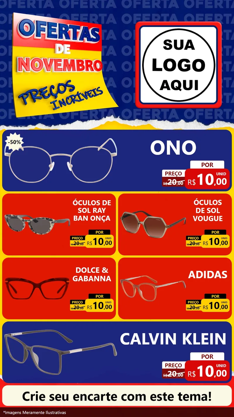 Modelo de TV para TV Vertical com o tema Ofertas de Novembro - Preços Incríveis para Óticas