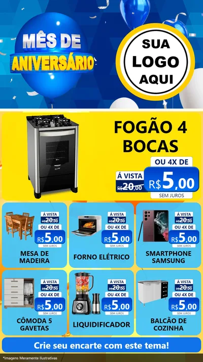 Modelo de Rede Social para Stories com o tema Mês de Aniversário para Móveis e Eletro