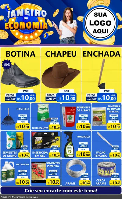 Modelo de Encarte para Encarte Grande com o tema Janeiro da Economia para Agropecuária