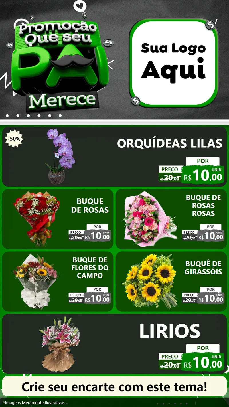 Modelo de TV para TV Vertical com o tema Promoção Que seu Pai Merece para Floricultura e jardim