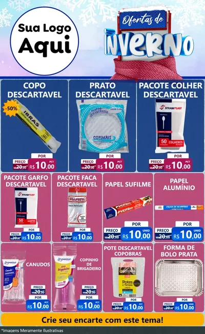 Modelo de Encarte para Encarte Grande com o tema Ofertas de Inverno para Embalagens