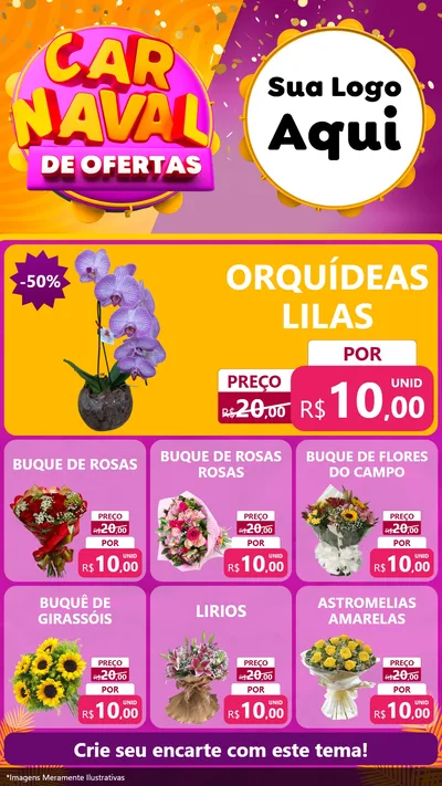 Modelo de Rede Social para Stories com o tema Carnaval de Ofertas para Floricultura e jardim