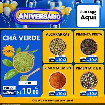 Modelo de Rede Social para Feed Facebook com o tema Aniversário para Produtos Naturais