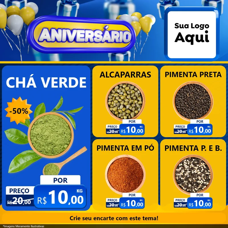 Modelo de Rede Social para Feed Facebook com o tema Aniversário para Produtos Naturais
