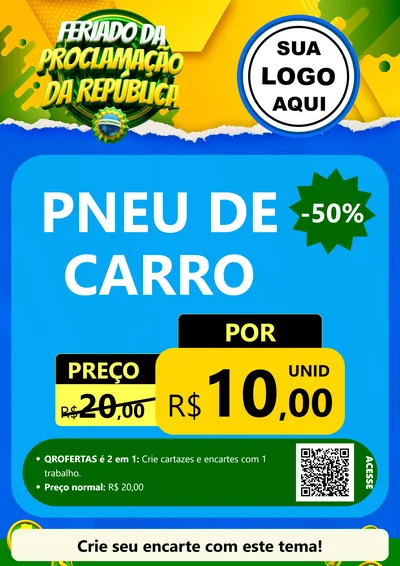 Modelo de Cartaz para Cartaz A4 Vertical com o tema Feriado da Proclamação da República para Auto peças