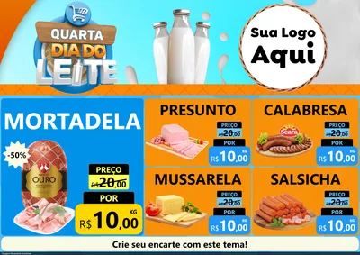 Modelo de Encarte para Encarte A4 Horizontal com o tema Quarta Dia do Leite para Frios e Laticínios