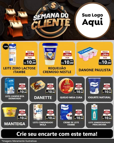 Modelo de Rede Social para Feed Instagram com o tema Semana do Cliente para Frios e Laticínios
