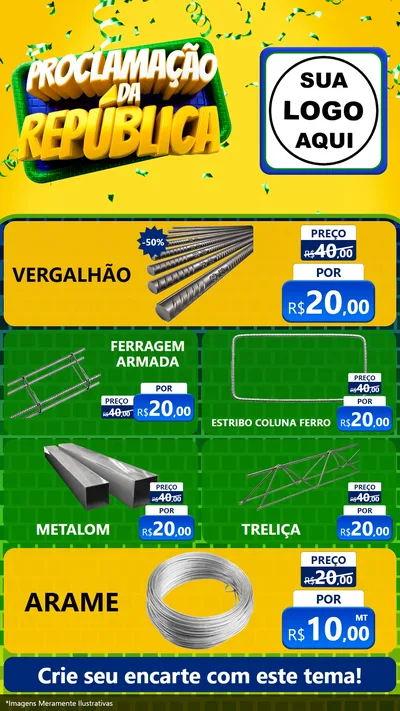 Modelo de TV para TV Vertical com o tema Proclamação da República para Ferragens