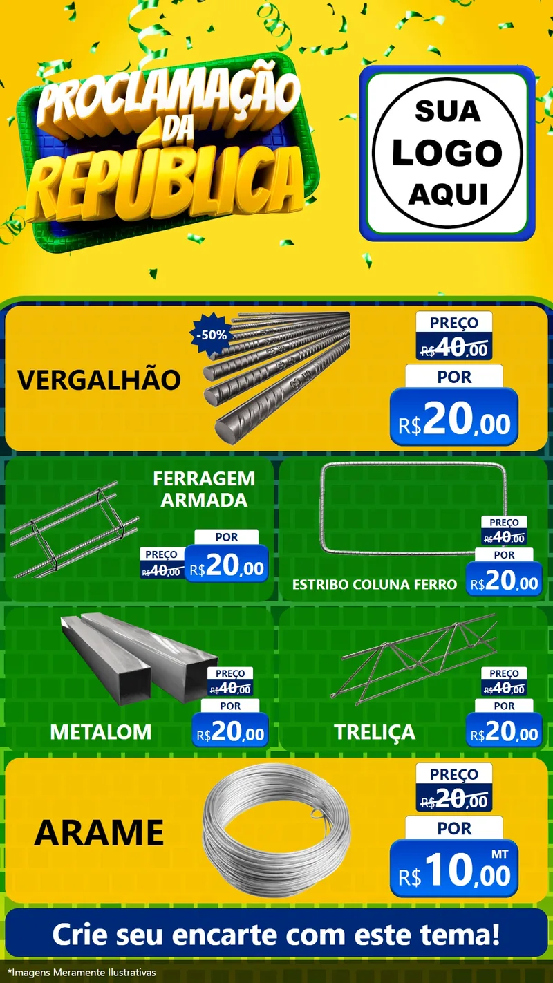 Modelo de TV para TV Vertical com o tema Proclamação da República para Ferragens