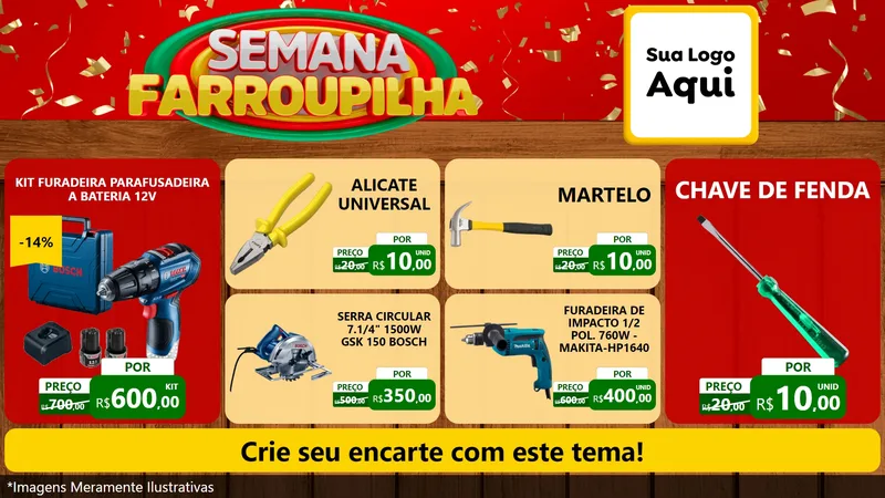 Modelo de TV para TV Horizontal com o tema Semana Farroupilha para Maquinas e Ferramentas