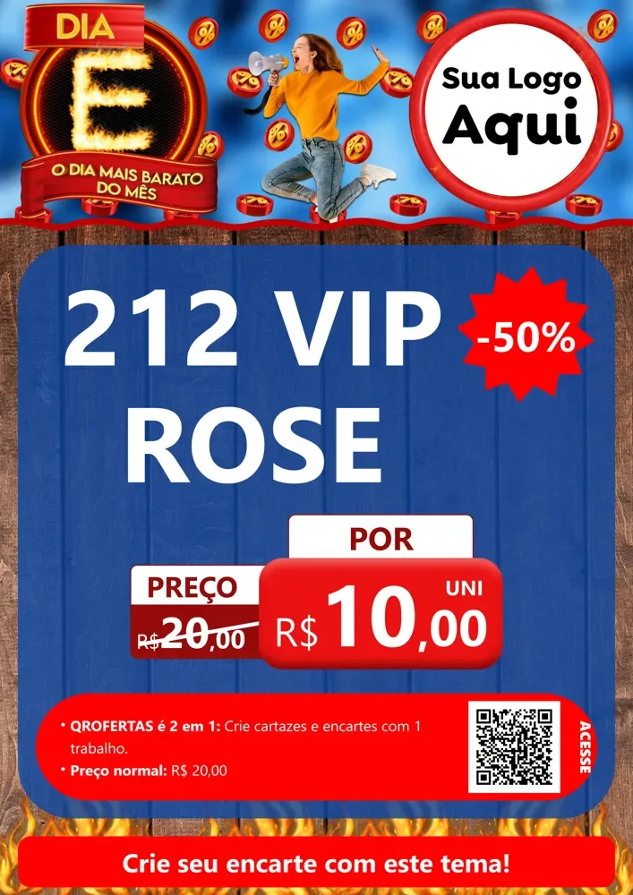 Modelo de Cartaz para Cartaz A4 Vertical com o tema Dia E - O Dia Mais Barato Do Mês para Perfumes