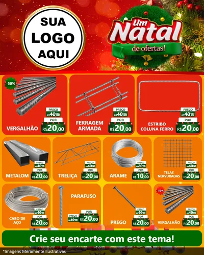 Modelo de Rede Social para Feed Instagram com o tema Um Natal de Ofertas para Ferragens