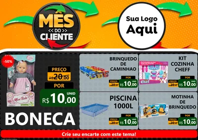 Modelo de Encarte para Encarte A4 Horizontal com o tema Mês do Cliente para Brinquedos