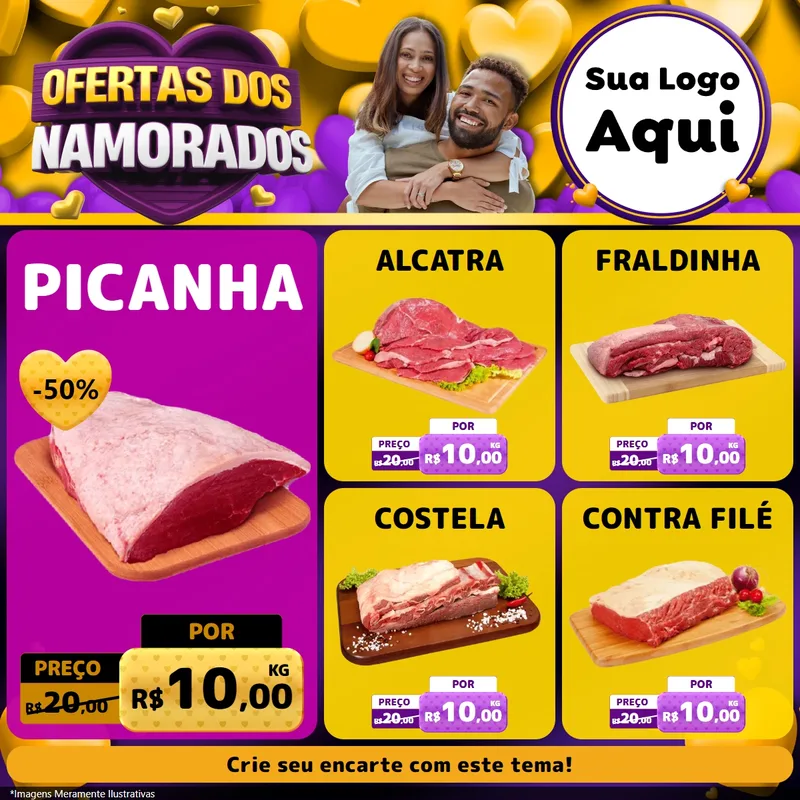 Modelo de Rede Social para Feed Facebook com o tema Oferta Dos Namorados para Açougue