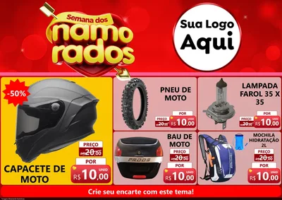 Modelo de Encarte para Encarte A4 Horizontal com o tema Semana dos namorados para Moto peças