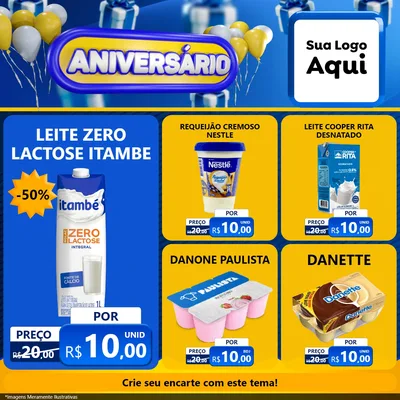 Modelo de Rede Social para Feed Facebook com o tema Aniversário para Frios e Laticínios