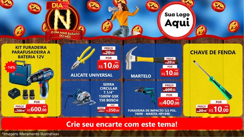 Modelo de TV para TV Horizontal com o tema Dia N - O Dia Mais Barato Do Mês para Maquinas e Ferramentas