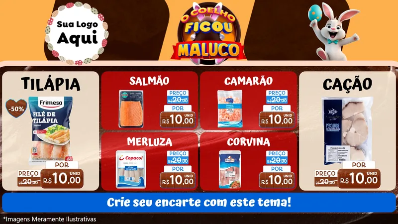 Modelo de TV para TV Horizontal com o tema O Coelho Ficou Maluco - Páscoa para Peixaria