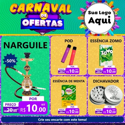 Modelo de Rede Social para Feed Facebook com o tema Carnaval de Ofertas para Tabacaria