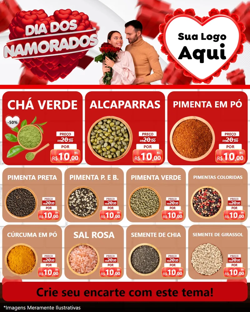 Modelo de Rede Social para Feed Instagram com o tema Dia dos Namorados para Produtos Naturais