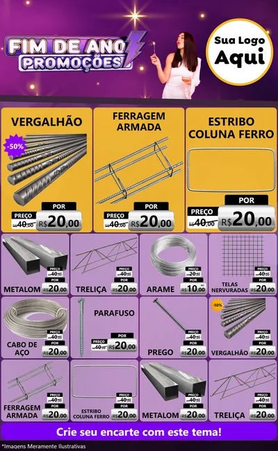 Modelo de Encarte para Encarte Grande com o tema Fim de Ano Promoções para Ferragens