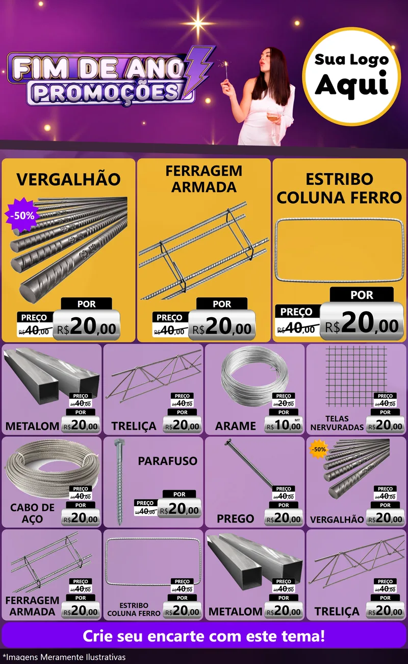 Modelo de Encarte para Encarte Grande com o tema Fim de Ano Promoções para Ferragens