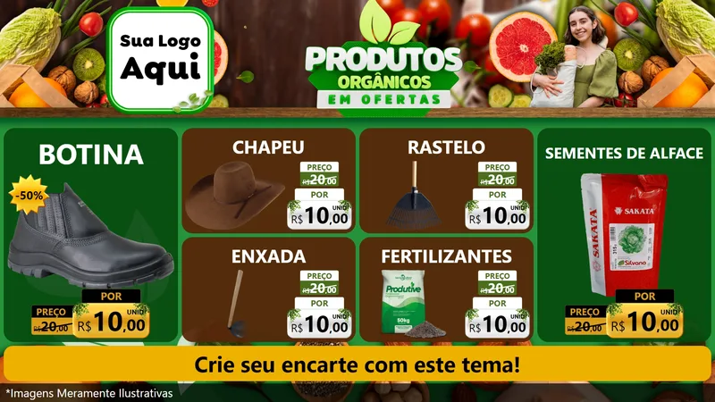 Modelo de TV para TV Horizontal com o tema Produtos Orgânicos em Ofertas para Agropecuária