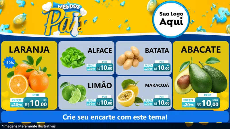 Modelo de TV para TV Horizontal com o tema Mês dos Pais para Hortifrúti